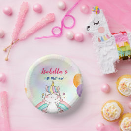 Niedlich Magischer Regenbogen Unicorn Happy Birthd Pappteller