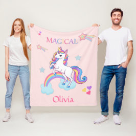 Niedlich Magisches Einhorn Personalisiert Fleecedecke
