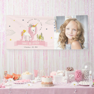 Niedlich Magisches Einhorn Rosa Kinder Foto Geburt Banner