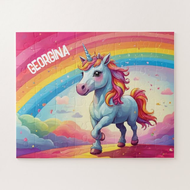 Niedlich Magisches Personalisiertes Einhorn Puzzle (Horizontal)