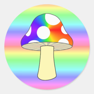 Niedlich Magisches Regenbogen-Pilz Runder Aufkleber