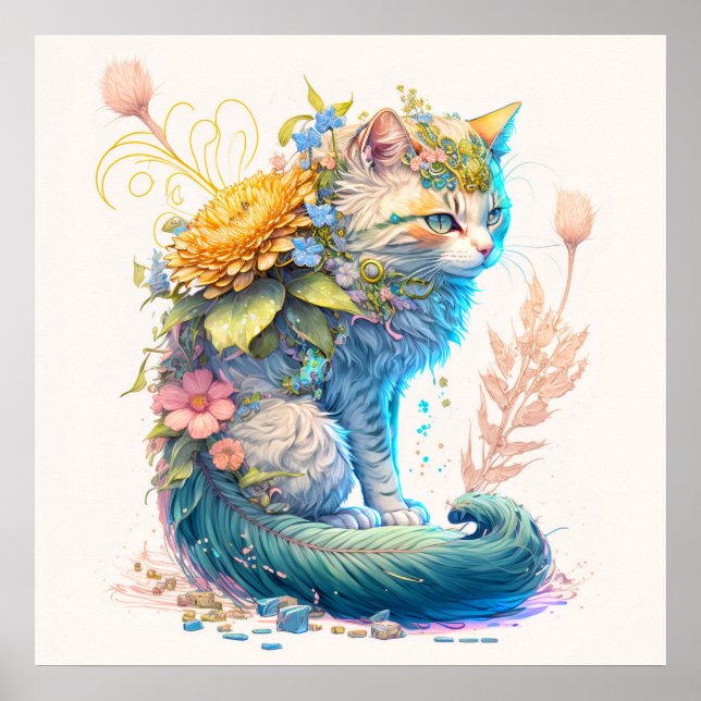 Niedlich Majestic Kitty Cat Illustration Poster (Vorne)