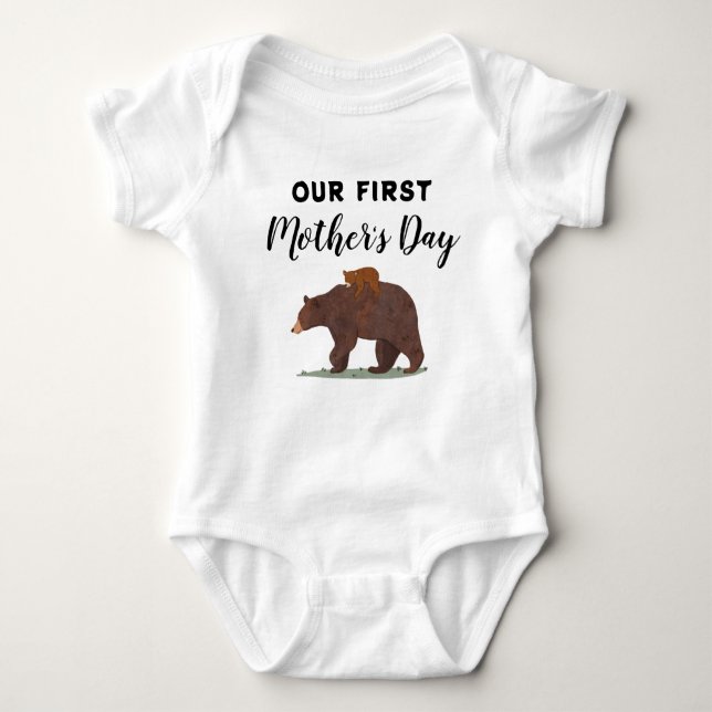 Niedlich Mama Baby Bear 1. Muttertag Baby Strampler (Vorderseite)