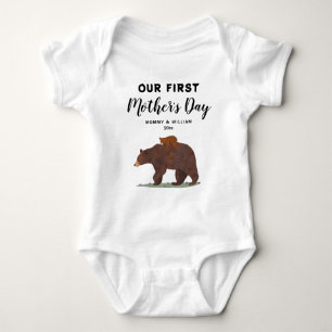 Niedlich Mama Baby Bear 1. Muttertag Personalisier Baby Strampler