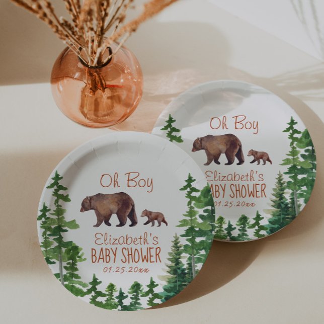Niedlich Mama Baby Bear Boy Baby Dusche Pappteller (Von Creator hochgeladen)