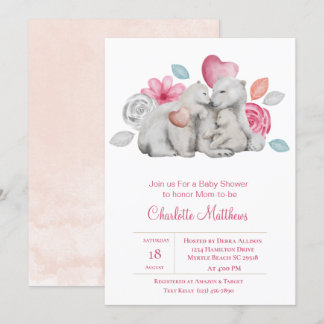 Niedlich Mama Baby Bears Kinderdusche Einladung