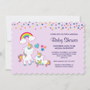 Niedlich Mama & Baby Unicorn Magical Baby Shower Einladung