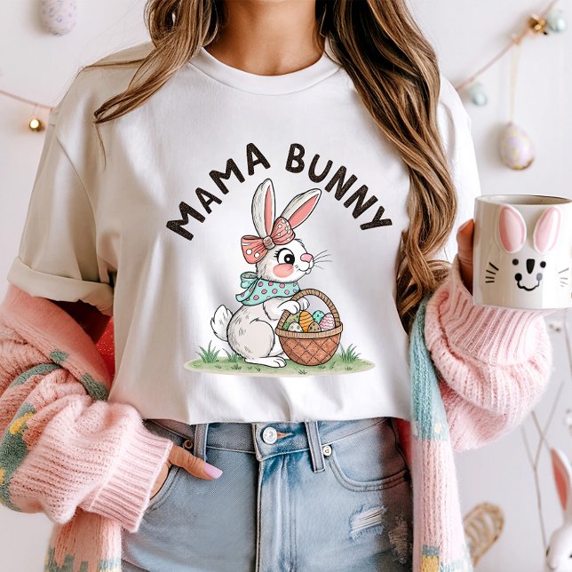 Niedlich Mama Bunny Oster; FamilienOstern T-Shirt (Von Creator hochgeladen)