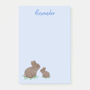 Niedlich Mama mit Baby Bunny in Clover Blue Post-it Klebezettel