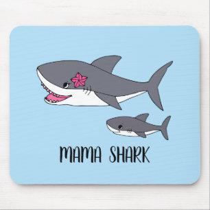 Niedlich Mama Shark und Baby Shark Mousepad