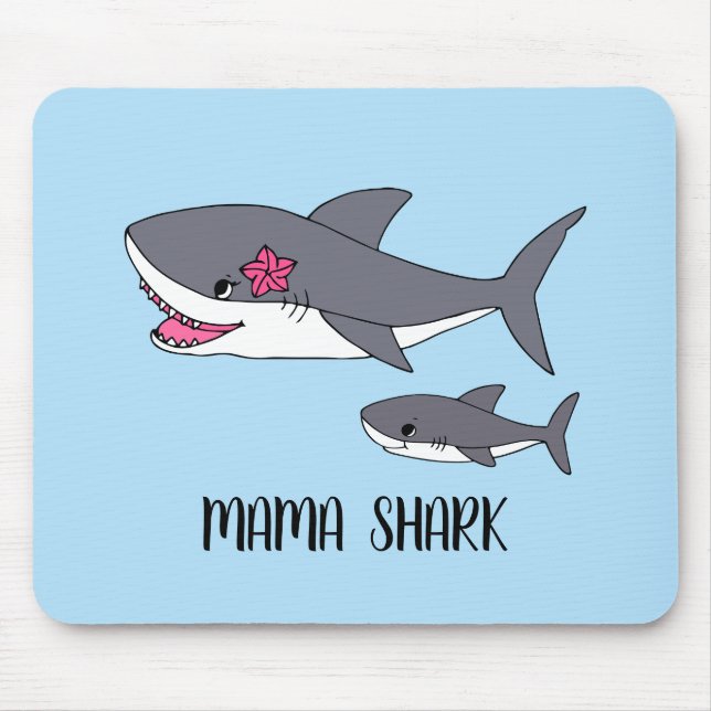 Niedlich Mama Shark und Baby Shark Mousepad (Vorne)