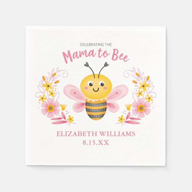 Niedlich Mama to Bee Baby Dusche Napkins Serviette (Vorderseite)