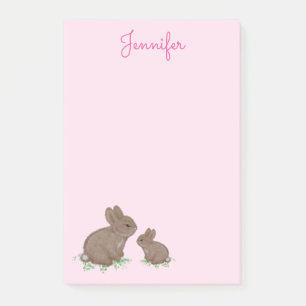 Niedlich Mama und Baby Bunny in Clou Pink Post-it Klebezettel