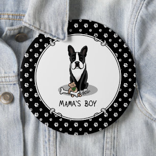Niedlich Mamas Boy Boston Terrier (schwarz) Button