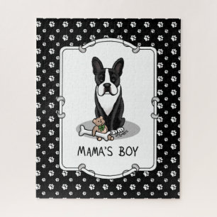 Niedlich Mamas Boy Boston Terrier (schwarz) Puzzle