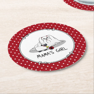 Niedlich Mama's Girl #2 Maltese Dog - maltesische  Runder Pappuntersetzer