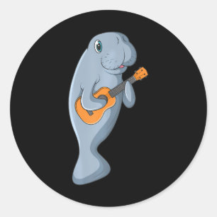 Niedlich Mana Playing Aquamarin Ukulele Guitar Runder Aufkleber