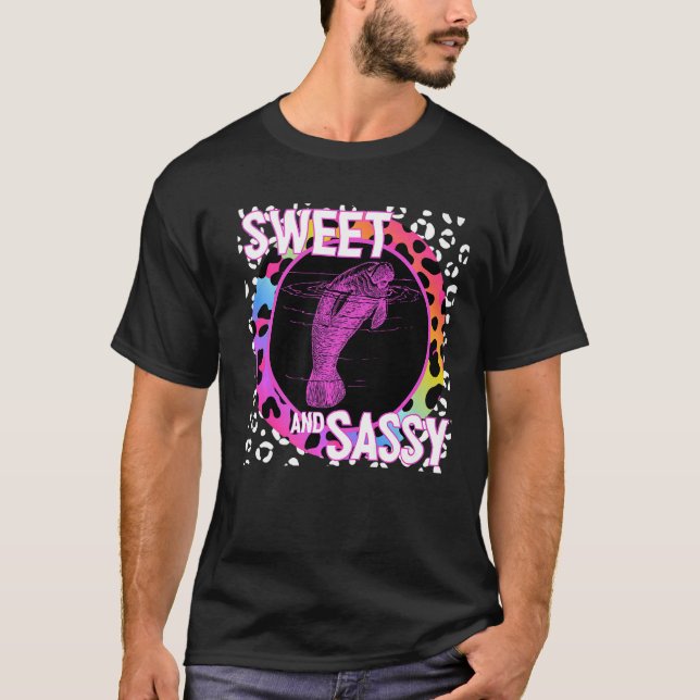 Niedlich Manatee 90s Nostalgie Rainbow Leopard Pri T-Shirt (Vorderseite)
