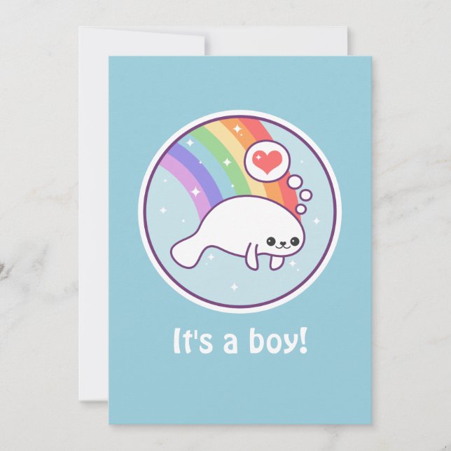 Niedlich Manatee Babydusche Einladungen (Vorderseite)