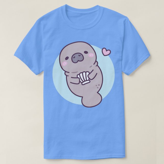 Niedlich Manatee Holding Seashell T-Shirt (Design vorne)