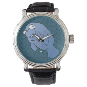 Niedlich Manatee Hugger Cartoon Tier Armbanduhr