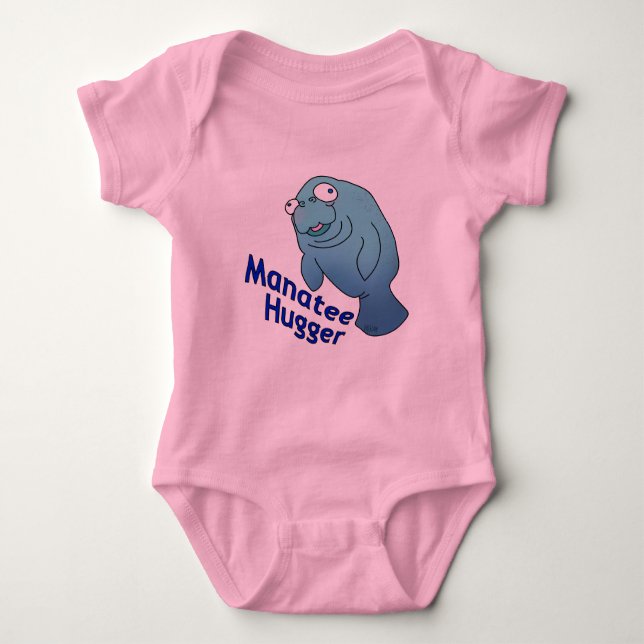 Niedlich Manatee Hugger Cartoon Tier Baby Strampler (Vorderseite)