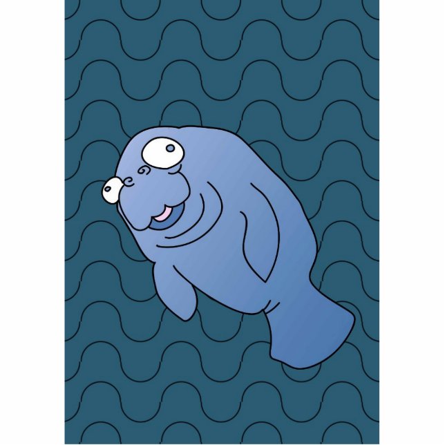 Niedlich Manatee Hugger Cartoon Tier Freistehende Fotoskulptur (Vorne)