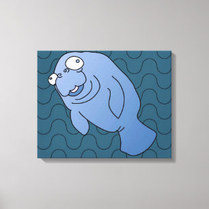 Niedlich Manatee Hugger Cartoon Tier Leinwanddruck