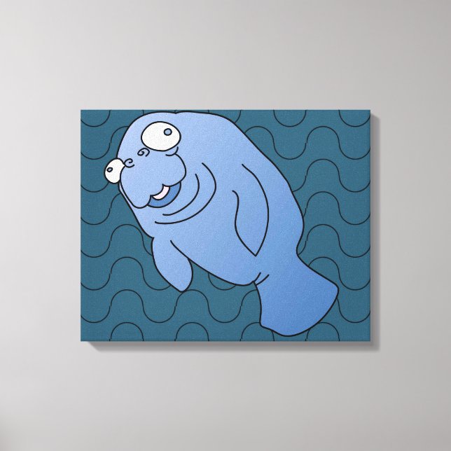 Niedlich Manatee Hugger Cartoon Tier Leinwanddruck (Vorderseite)