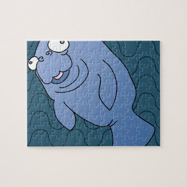 Niedlich Manatee Hugger Cartoon Tier Puzzle (Horizontal)