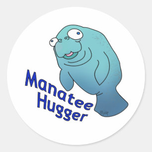 Niedlich Manatee Hugger Cartoon Tier Runder Aufkleber