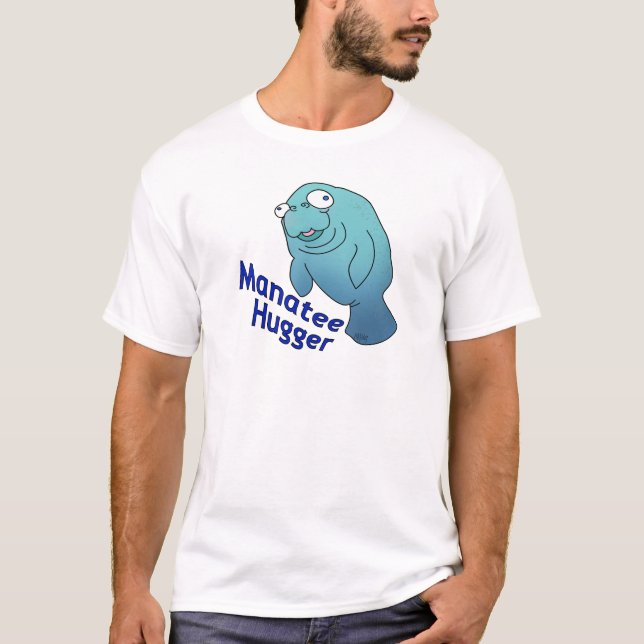 Niedlich Manatee Hugger Cartoon Tier T-Shirt (Vorderseite)