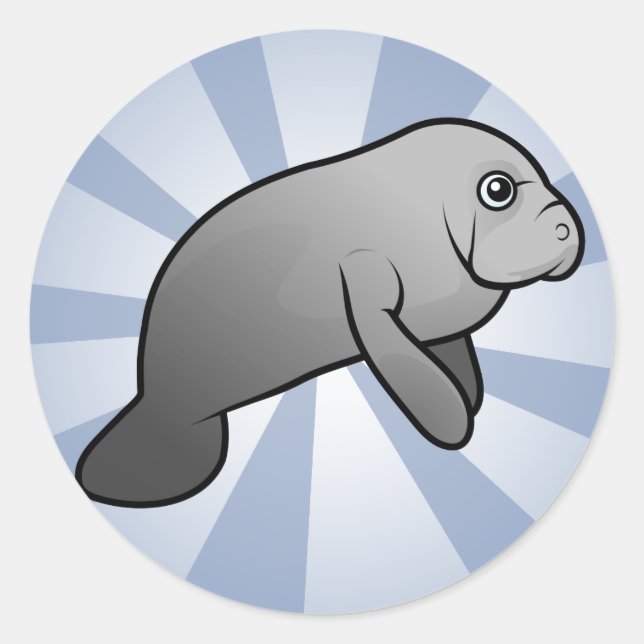 Niedlich Manatee Runder Aufkleber (Vorderseite)