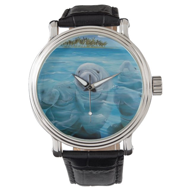 Niedlich Manatee Wrist Watch Armbanduhr (Vorderseite)