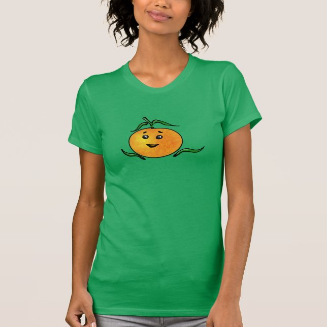 Niedlich Mandarin Orange mit mildem Gesicht T-Shirt (Vorderseite)