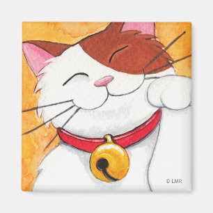 Niedlich Maneki Neko Lucky Calico Cat Magnet