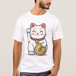 Niedlich Maneki Neko Lucky Cat T - Shirt   Japanis