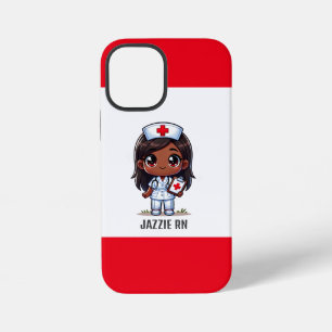 Niedlich Manga Black Nurse Brown Hair Eyes Custom iPhone 12 Mini Hülle