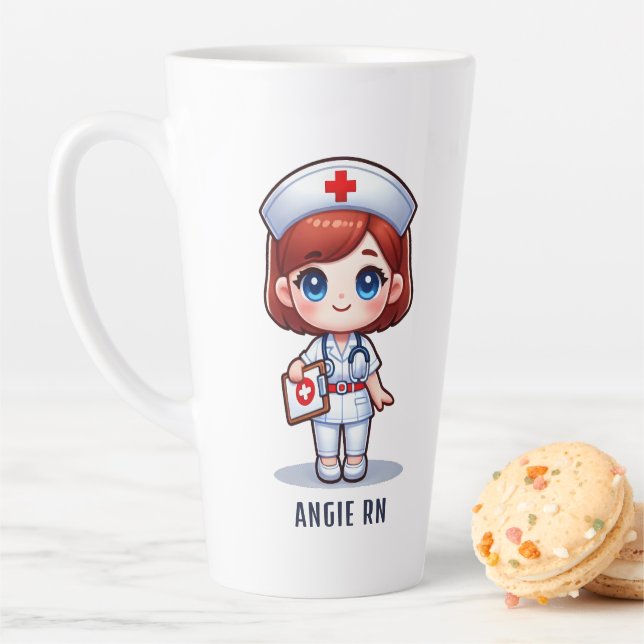 Niedlich Manga Nurse Redhead Blue Eyes Custom Milchtasse (Beispiel)