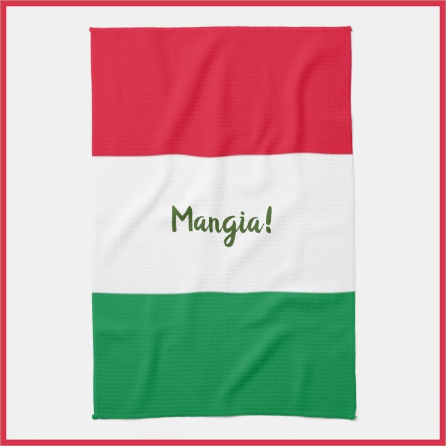Niedlich Mangia! Rot-Weiß und grüne italienische F Geschirrtuch (https://www.zazzle.com/store/capricepetit)
