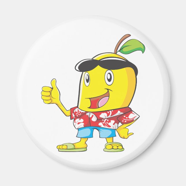 Niedlich Mango in hawaiianischem Shirt Zwei Daumen Magnet (Vorne)