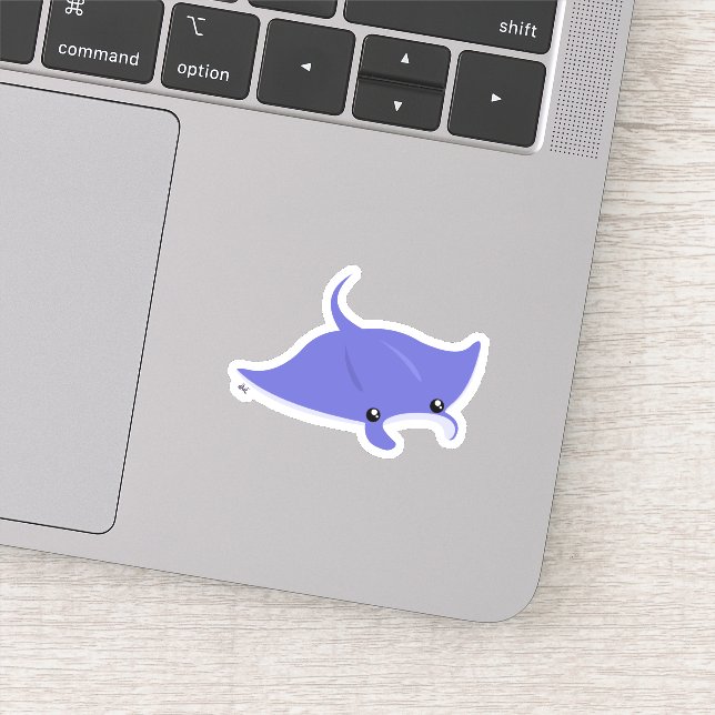 Niedlich Manta Ray Custom-Cut Vinyl Sticker (Detail)