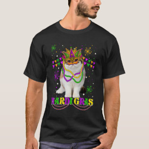 Niedlich Mardi Gras Cat Exotic Kurzmaske Beads Fe T-Shirt
