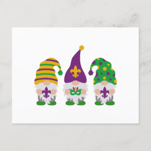 Niedlich Mardi Gras Gnome Feiertagspostkarte