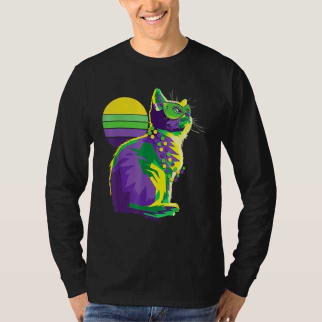Niedlich Mardi Gras Kitten New Orleans Cat Owner T-Shirt (Vorderseite)