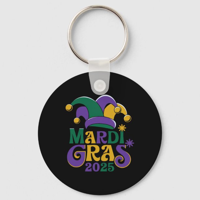 Niedlich Mardi Gras Mask Fun 2025 Schlüsselanhänger (Vorderseite)