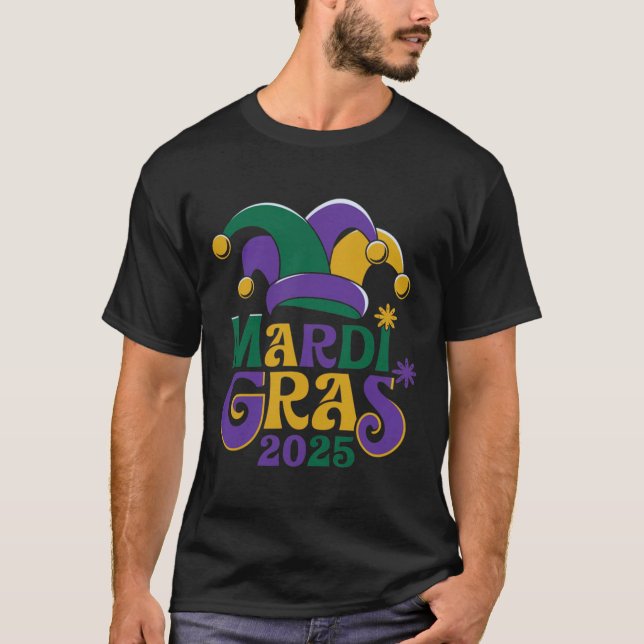 Niedlich Mardi Gras Mask Fun 2025 T-Shirt (Vorderseite)