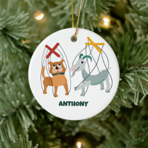 Niedlich Marionette Puppets Puppeteers Personalisi Keramik Ornament