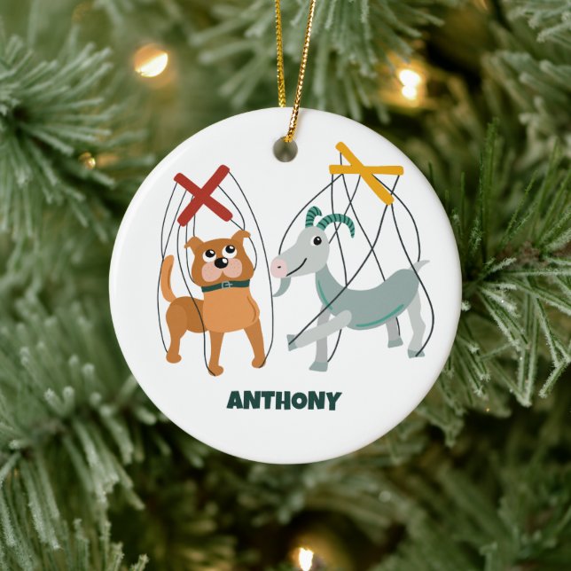 Niedlich Marionette Puppets Puppeteers Personalisi Keramik Ornament (Baum)