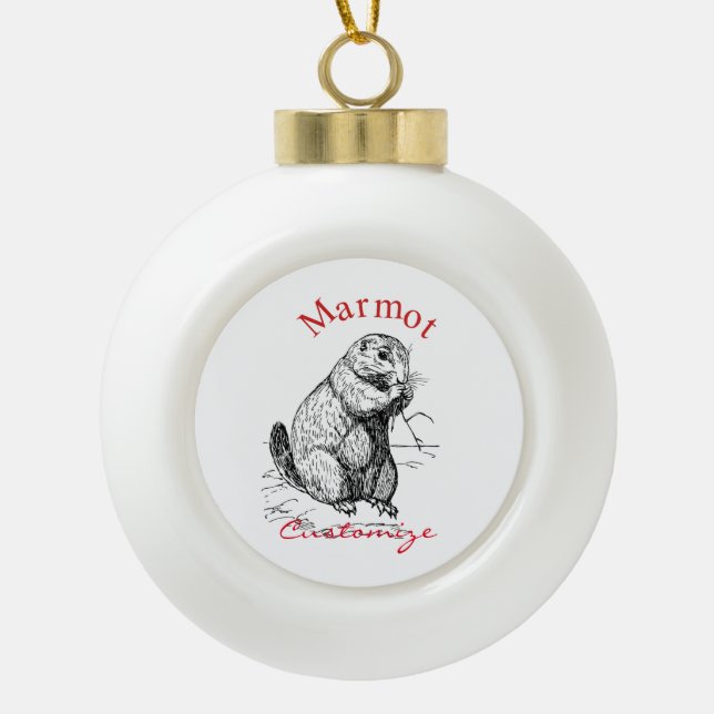 Niedlich Marmot Animal Thunder_Cove Keramik Kugel-Ornament (Vorderseite)